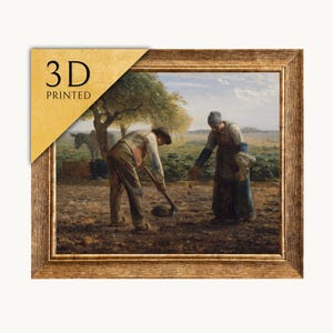 Millet "Potato Planters" 3D Print: Textured Oil Painting Reproduction