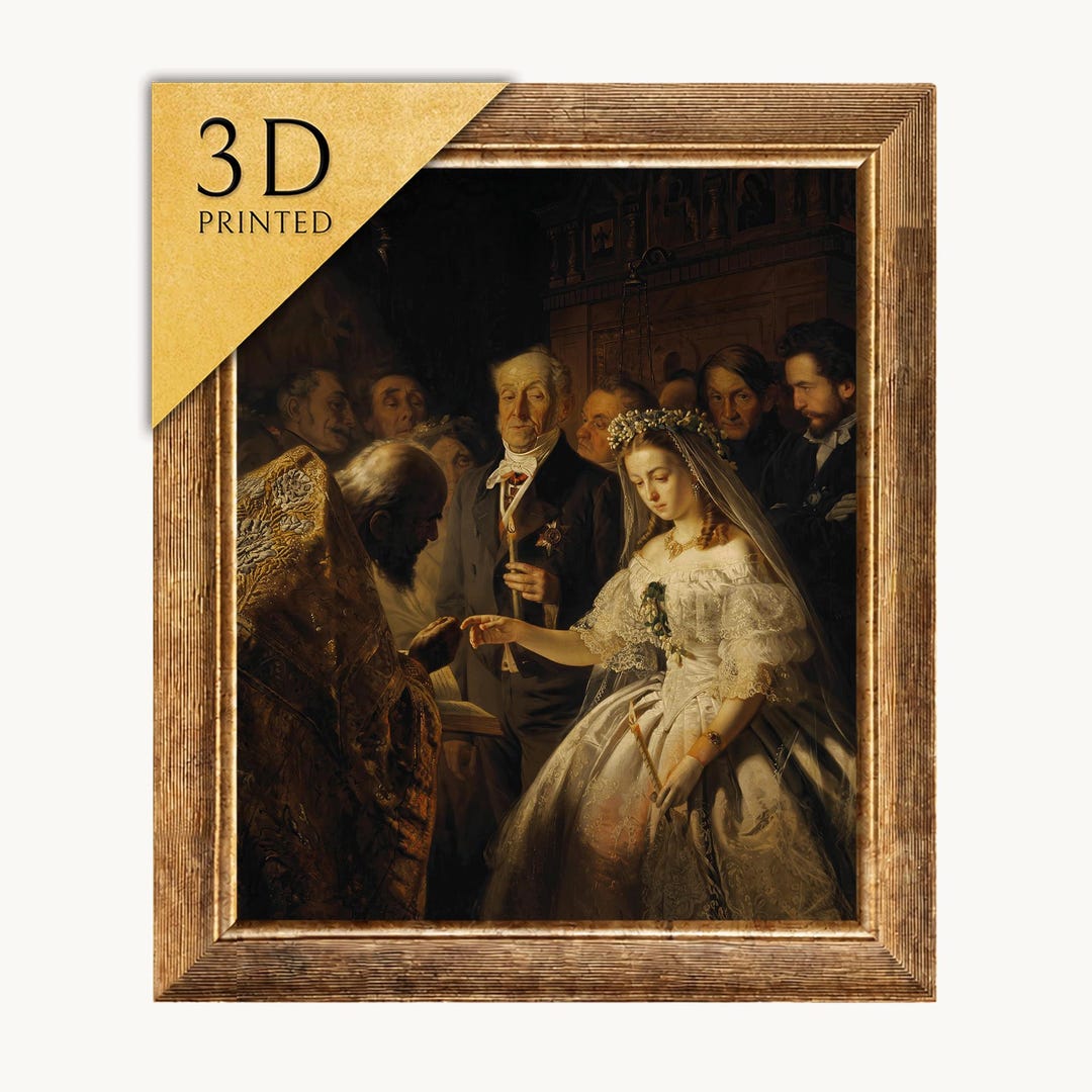 ヴァシリー・プキレフ作「不平等な結婚」：3Dテクスチャー油絵複製画