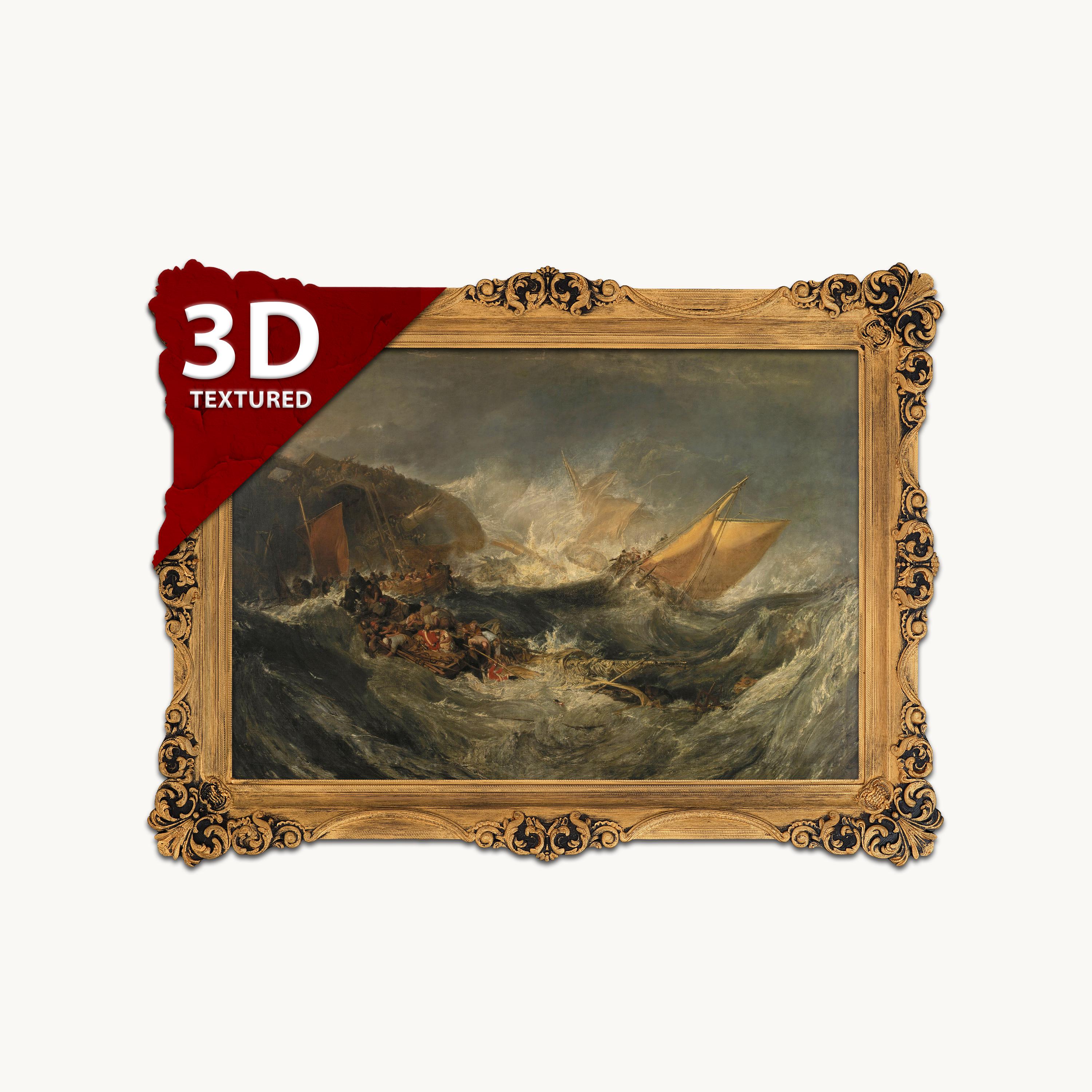 Turner 'wreck of a Transport Ship' 3D Print: Textured Oil Painting