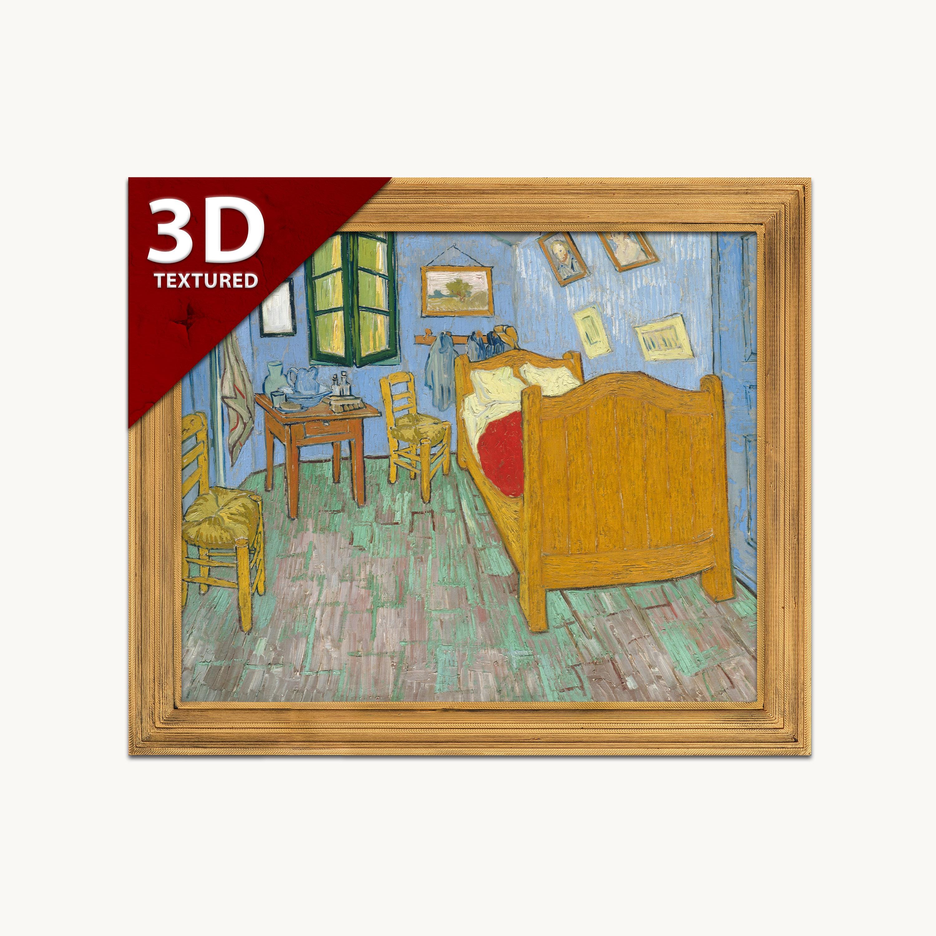 Van Gogh's Bedroom 3D Print: Textured Oil Painting Reproduction