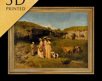 ギュスターヴ・クールベ セーヌ川のほとりの娘たち カスタムフレーム