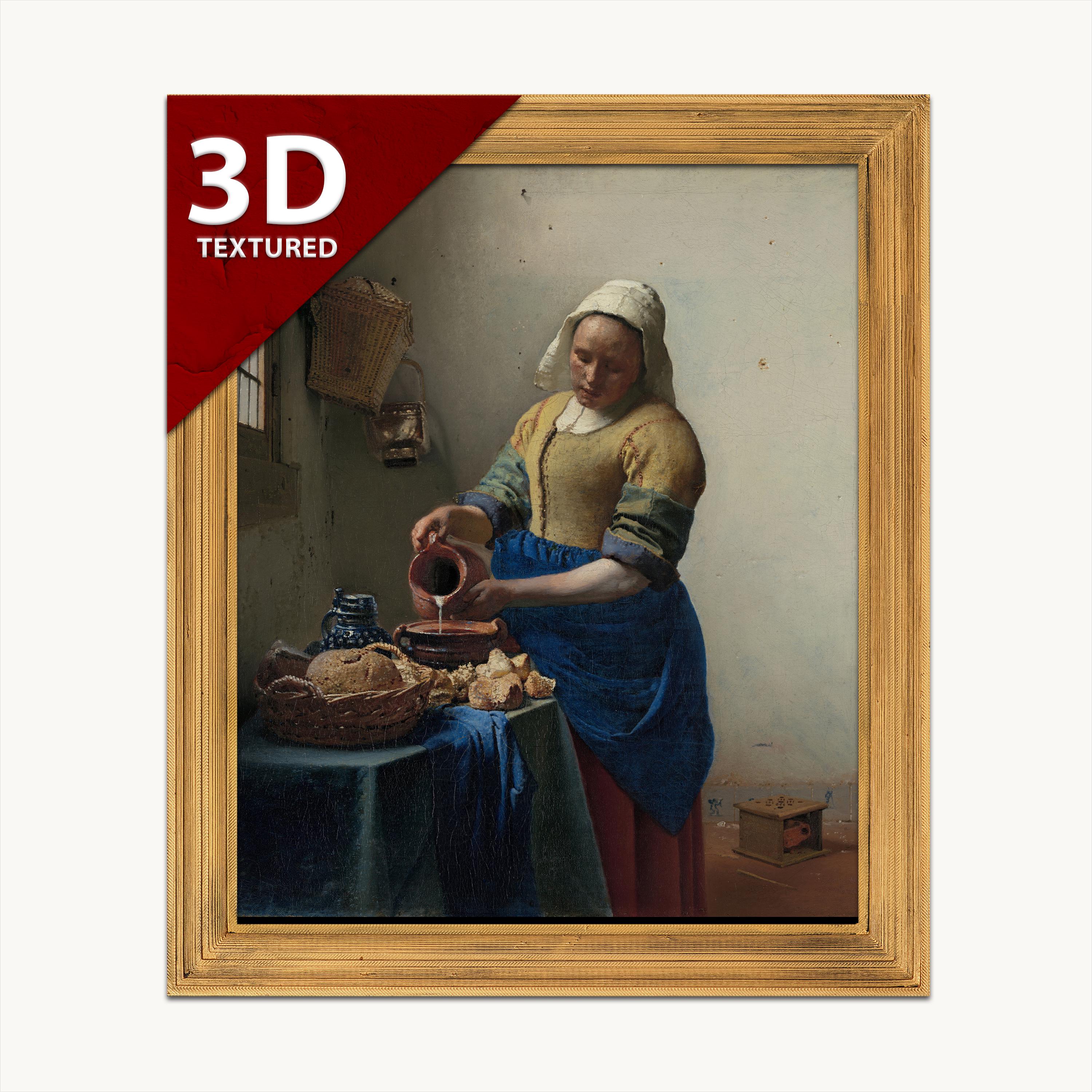 The Milkmaid by Vermeer: 3D Textured Art Print - Etsy 日本