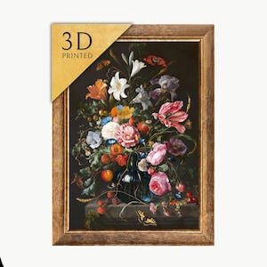 ヤン・ブリューゲル作「木製の器に入った花」：3Dテクスチャプリント