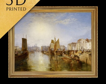 Harbor of Dieppe Changement  by J M W Turner, 3d Printed with texture and brush strokes looks like original oil painting.