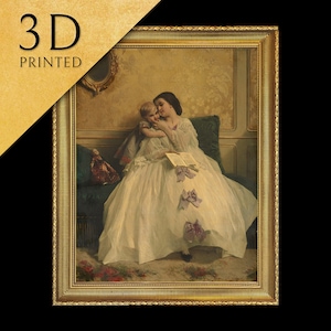 レオナルド・デ・ジョンヘによる母と子のギュスターヴ、質感と筆使いで 3D プリントされ、オリジナルの油絵のように見える