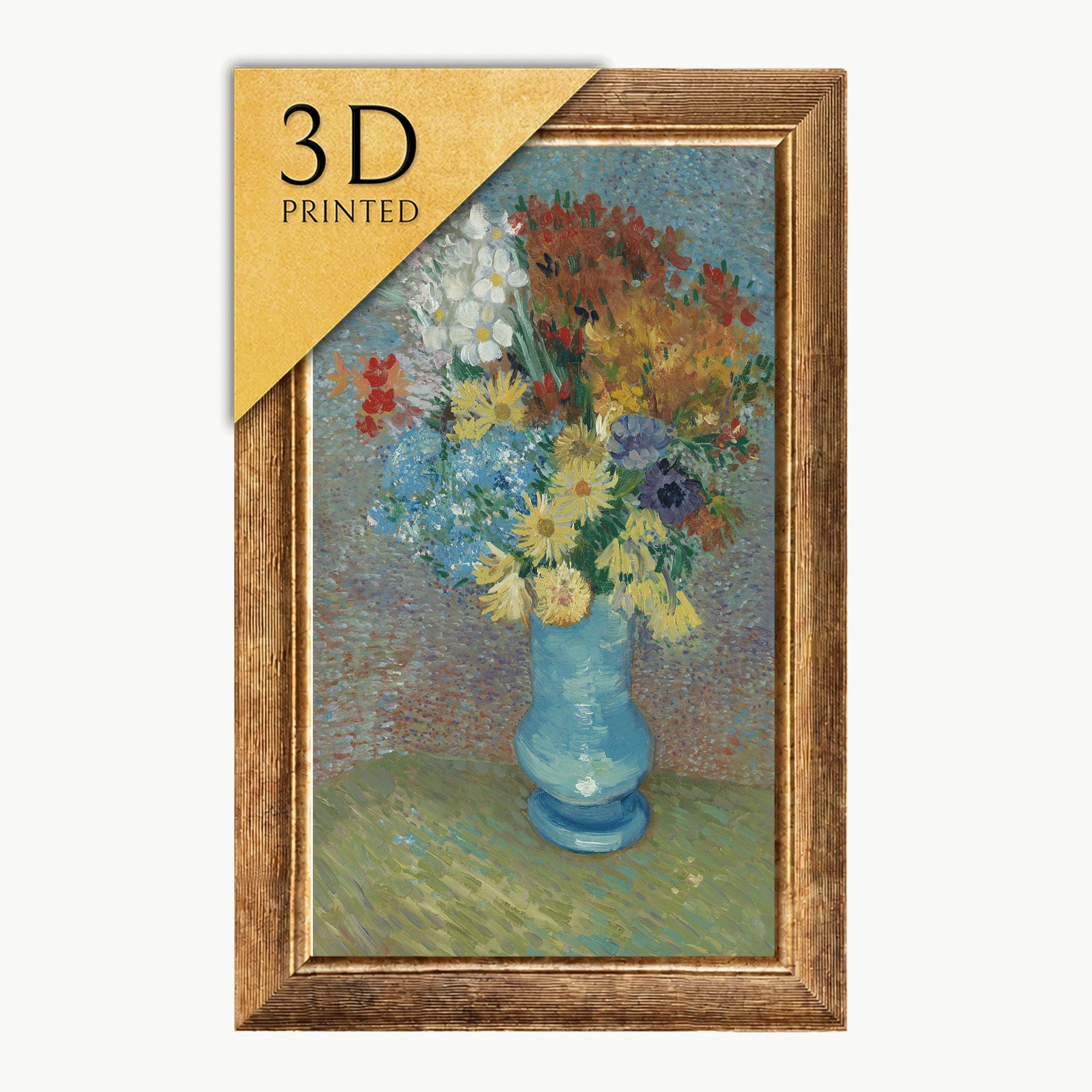 ゴッホの「青い花瓶の花」：3Dテクスチャプリント - Etsy 日本