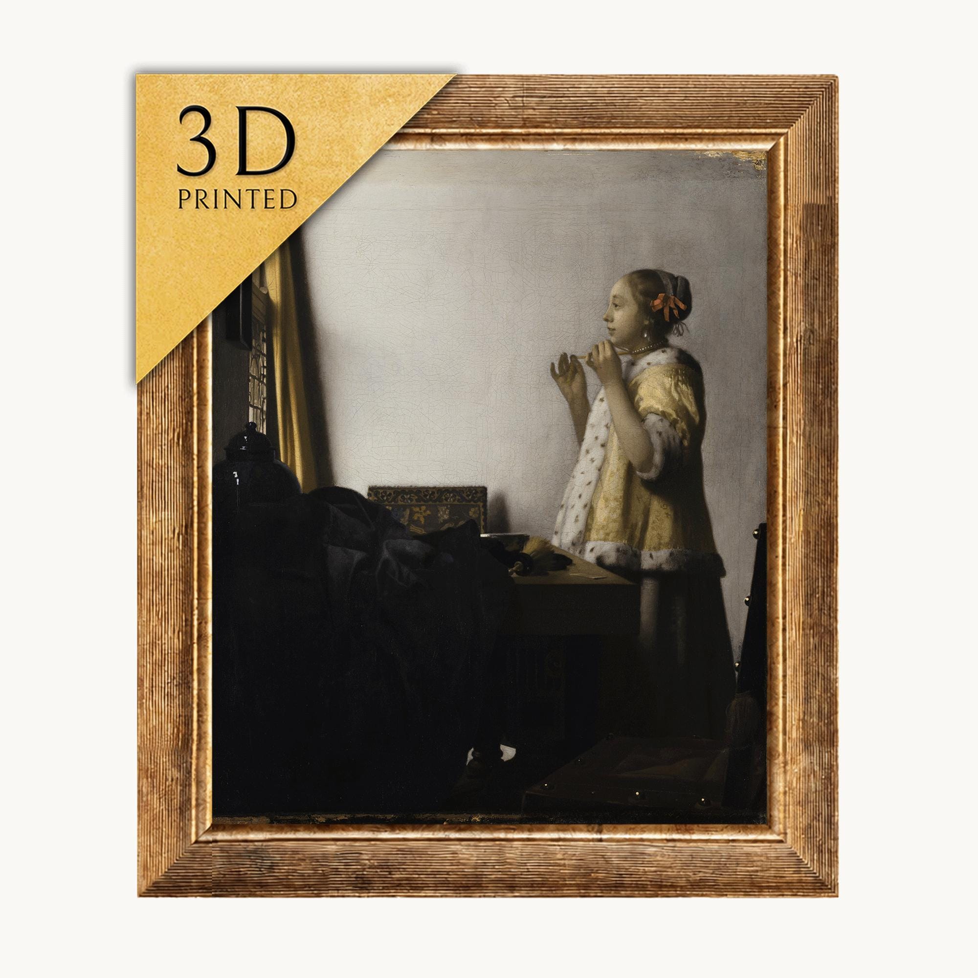 Vermeer's Young Woman With a Pearl Necklace: 3D Printed Textured