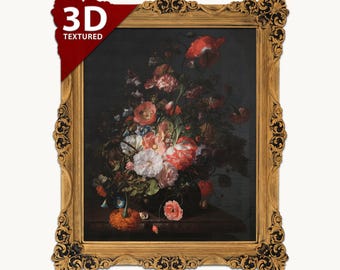 Rachel Ruysch Flower Still Life: Textured 3D Print