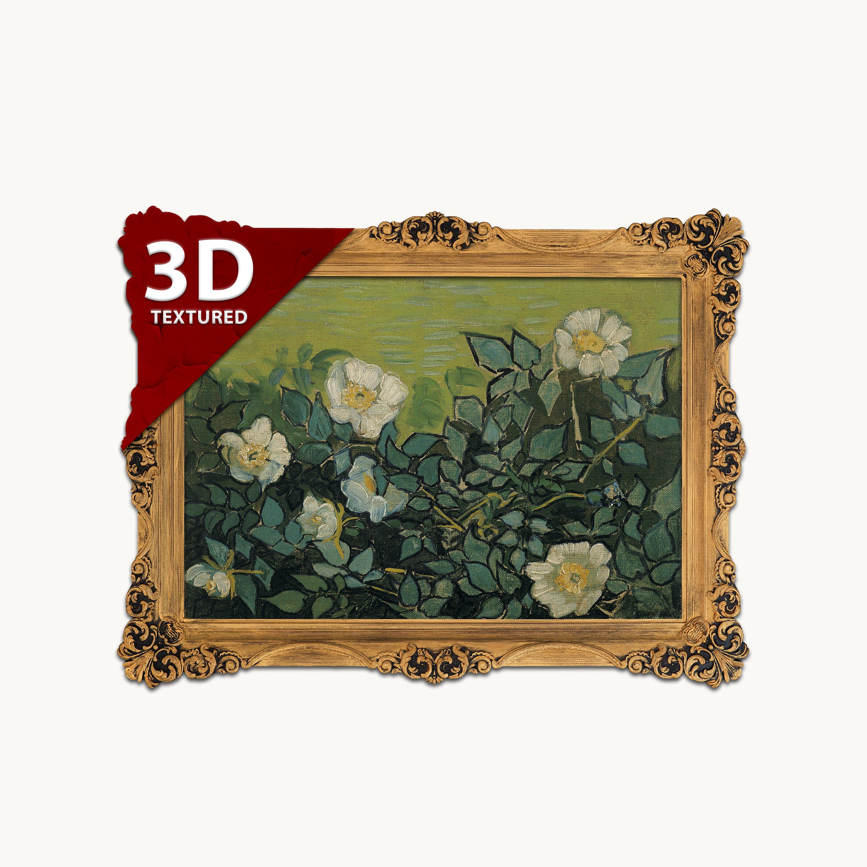 ゴッホ作「野バラ」3Dプリント：質感のある油絵の複製 - Etsy 日本