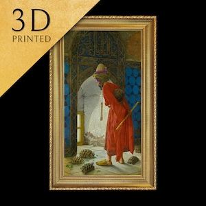 The Tortoise Trainer by Osman Hamdi Bey, 3d Printed with texture and brush strokes looks like original oil painting