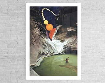 Surreal Collage Art Print Art Print, retro vintage print, COLLAGE ART, Retro Futurism - Sci-fi art - Wall decor - Handmade Collage - gift