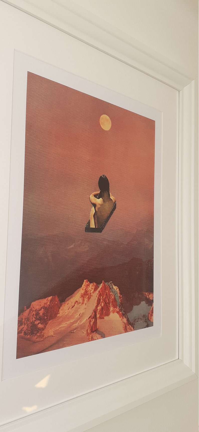 Surreal Collage A2 A3, Handmade Collage, Space, full Moon, Retro, Sci-fi, art print, ART, COLLAGE, futurism, Home decor, wall art, gift image 4