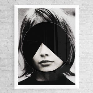 COLLAGE Art Print, Handmade Collage, Retro, girl portrait, Wall art Decor, beautiful girl, ART, black and white Portrait - Surreal ART