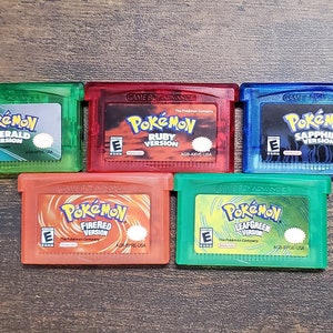 GBA-Pokemon Series 32-bit Video Game Cartucho, Inglês 5 Classic Emerald,  FireRed, LeafGreen, Rubi, Sapphire, Nintendo, Versão dos EUA