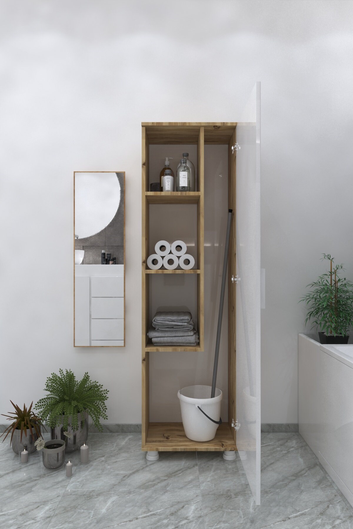 Floyd Tall Bathroom Toilet bath Storage Unit Modern Etsy