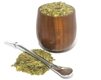 Kit maté calebasse tasse mug en bois de jujube 100% naturel + 1 bombilla paille filtrante acier inoxydable + 2 guides pour préparer un maté