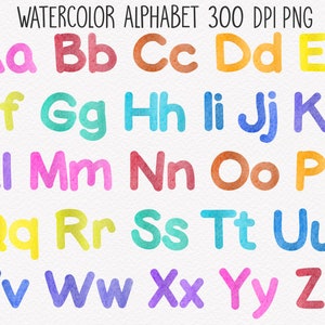 Watercolor Alphabet ClipArt - Watercolor letters Clip Art - Rainbow Alphabet - Digital alphabet - PNG - watercolour