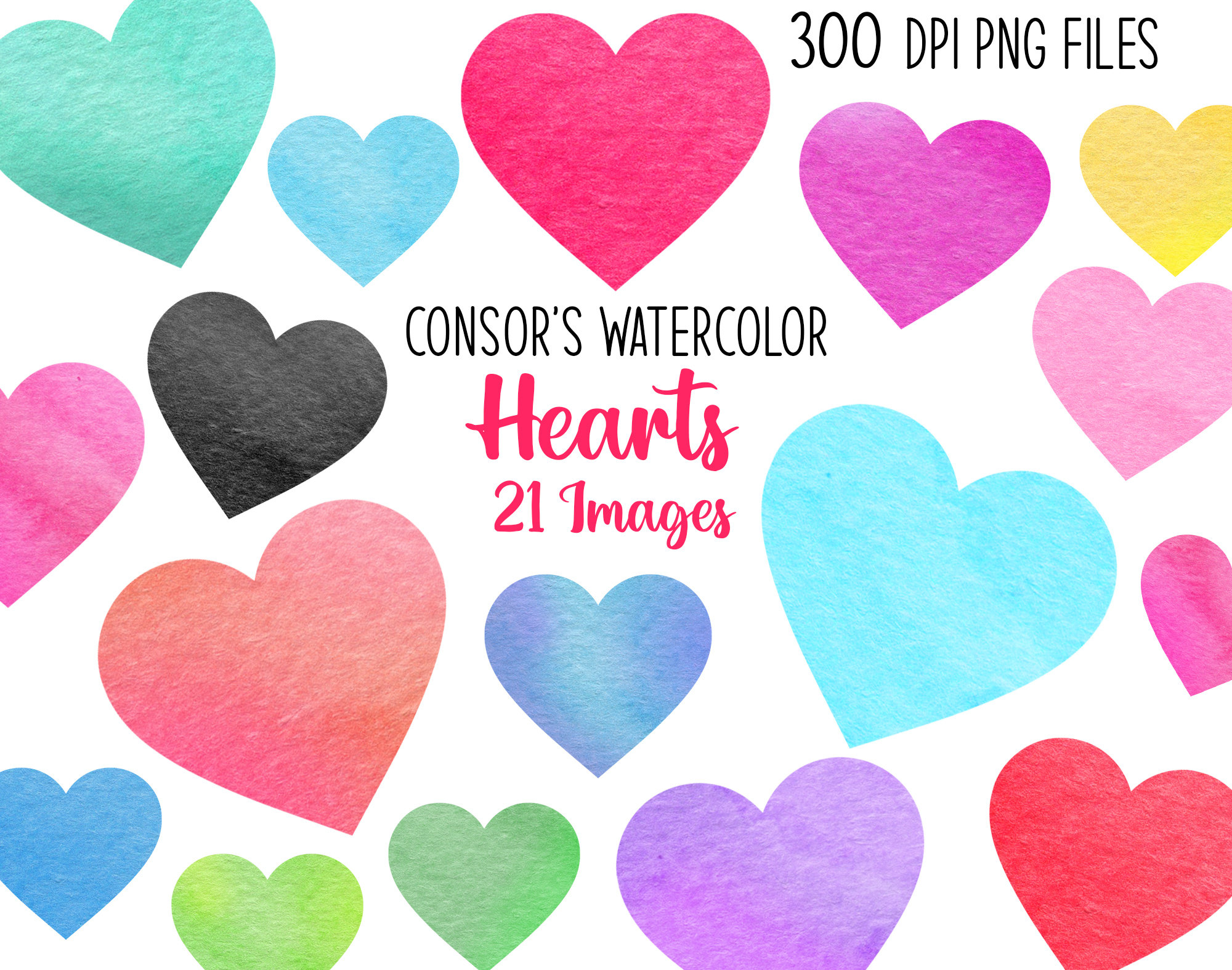 Watercolor Hearts Clipart Heart Download Instant Download 