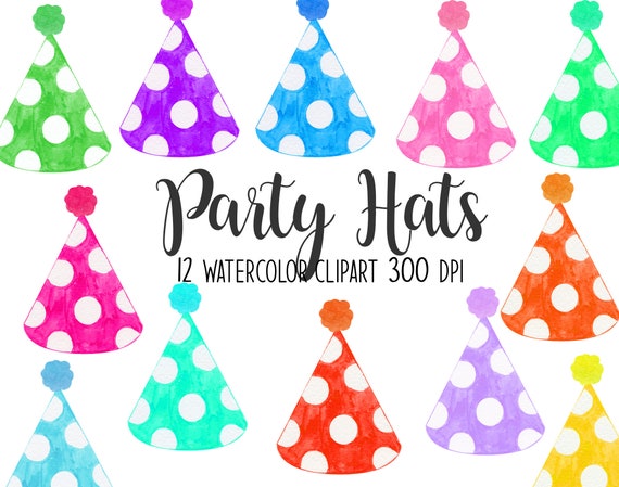 Aquarell Party Hut Clipart Geburtstag Clipart Von Hand Etsy