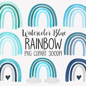 Aquarelle arc-en-ciel bleu Clip art - Clipart baby shower