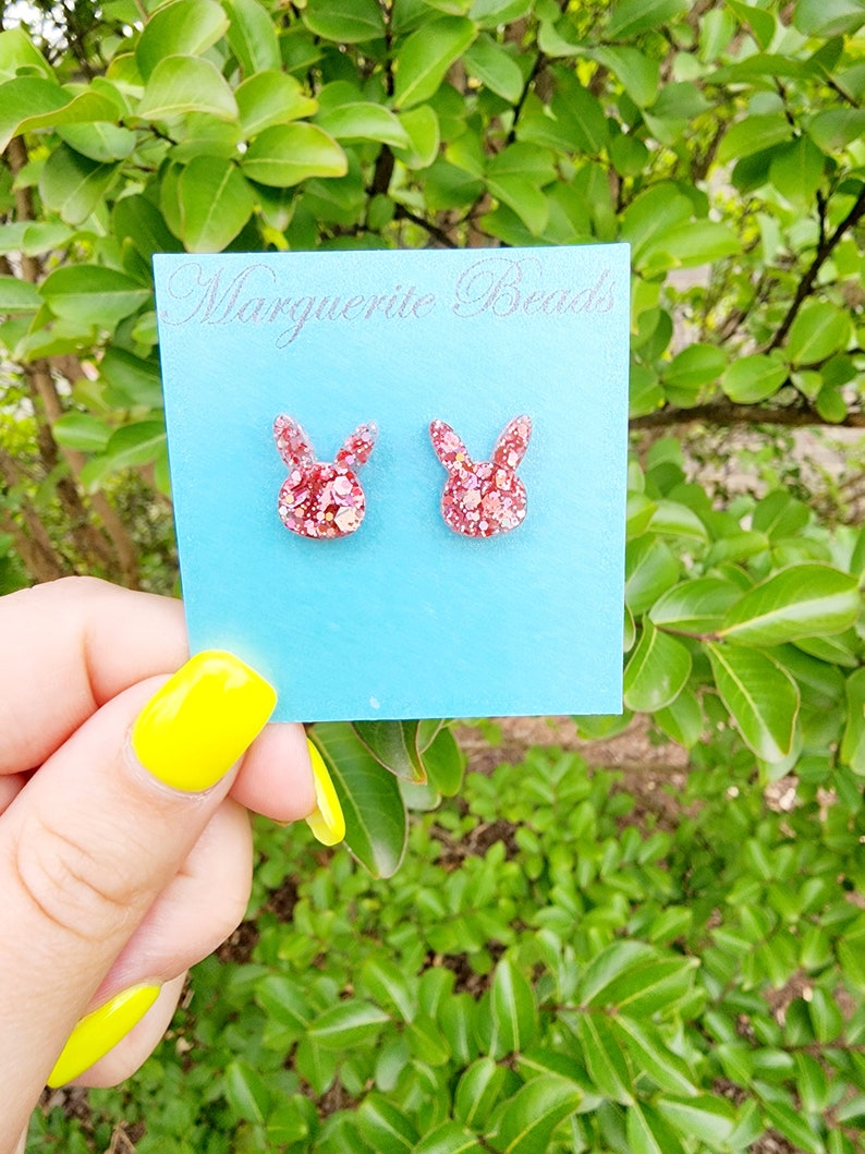 Pink Easter Earrings Easter Studs Marguerite Beads Etsy Australia