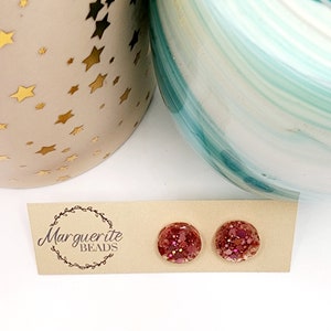 Pink Resin Round Earrings | Resin Round Earrings | Marguerite Beads