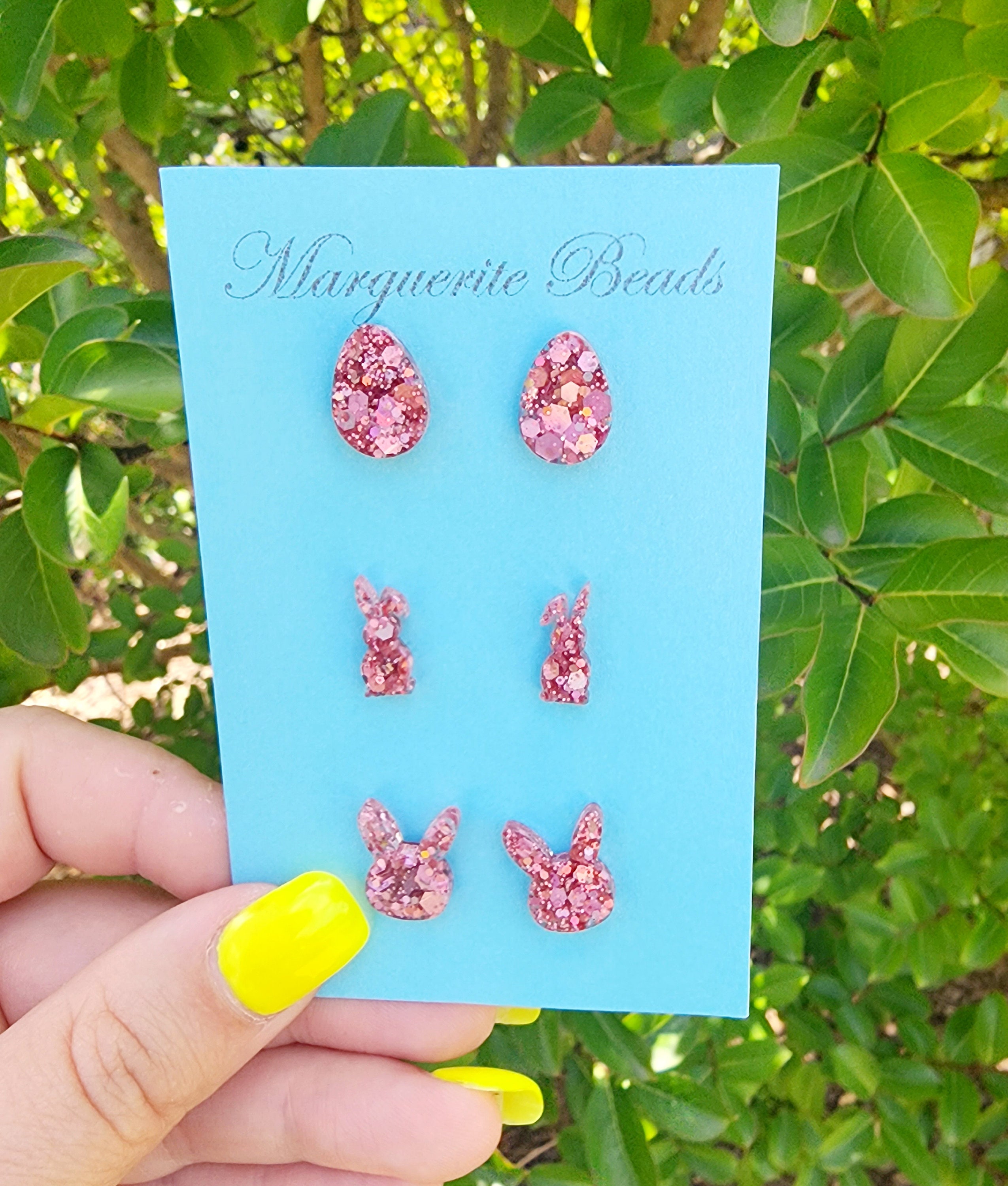 Pink Easter Earrings Easter Studs Marguerite Beads Etsy Australia