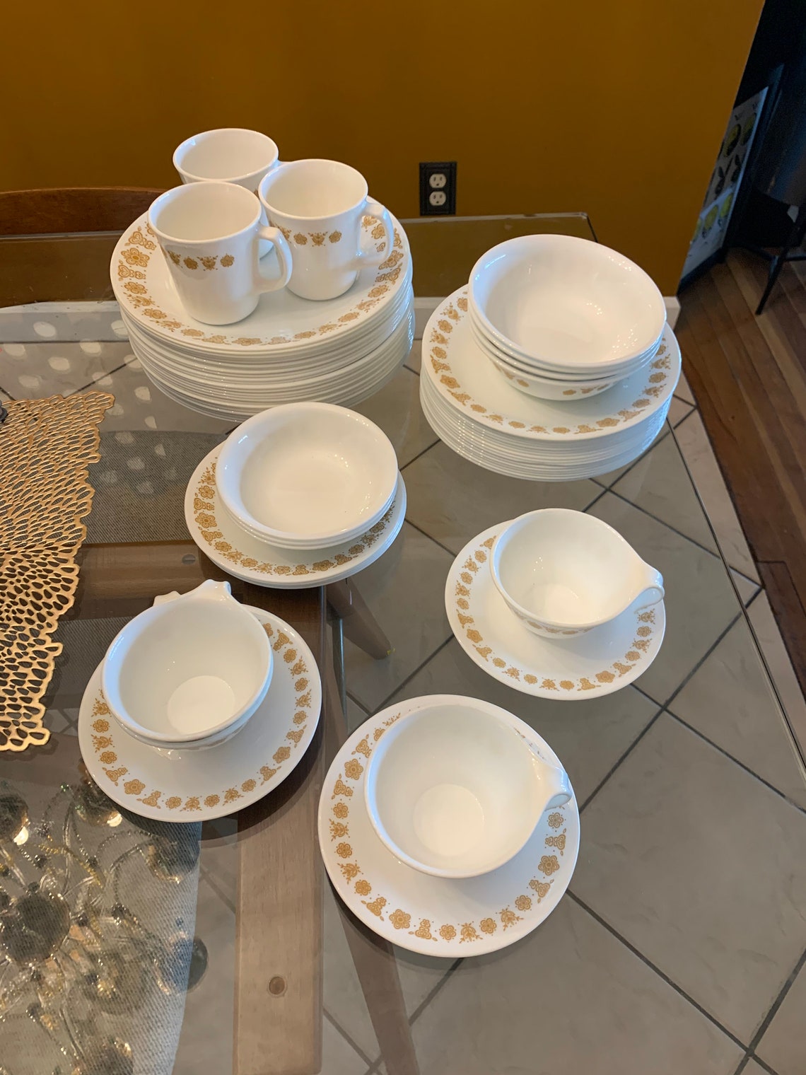 corelle butterfly gold complete set