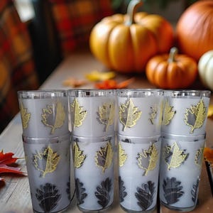 MCM Frosted Gold Leaf Highball Glasses Set of 8