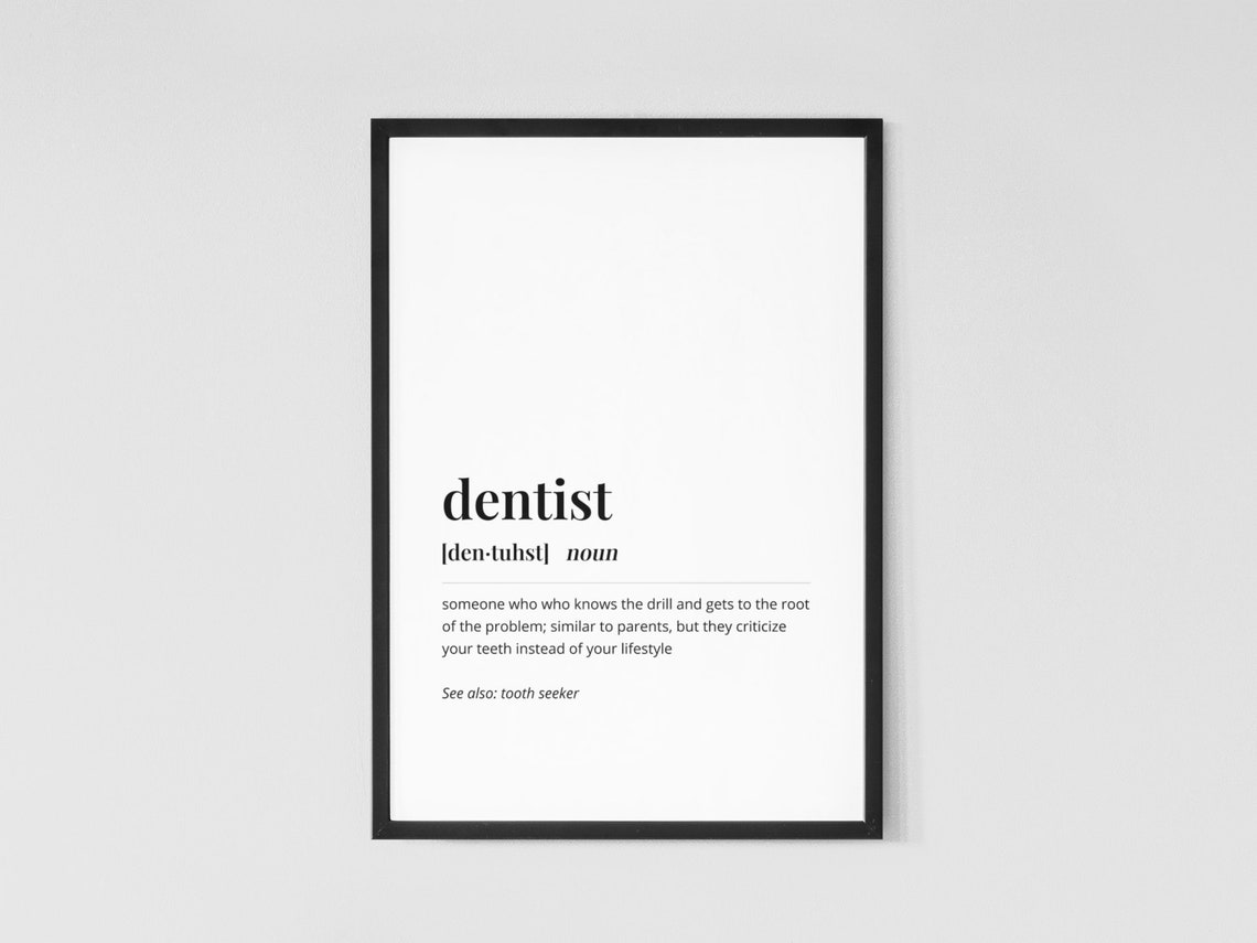 Dentist Dictionary Definition Printable Art Profession Etsy