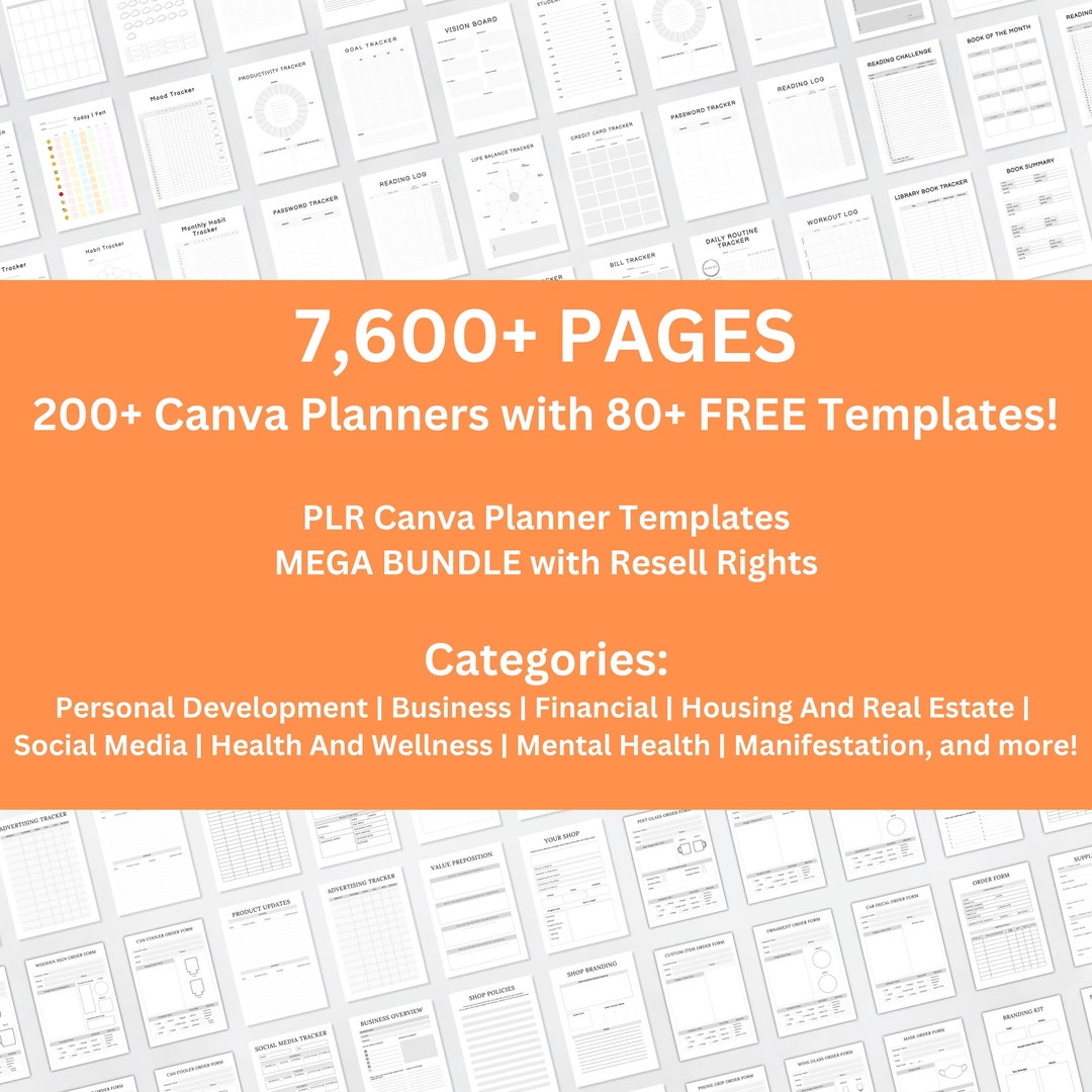 PLR Planner Master Resell Rights Ultimate MEGA Bundle, Canva Templates