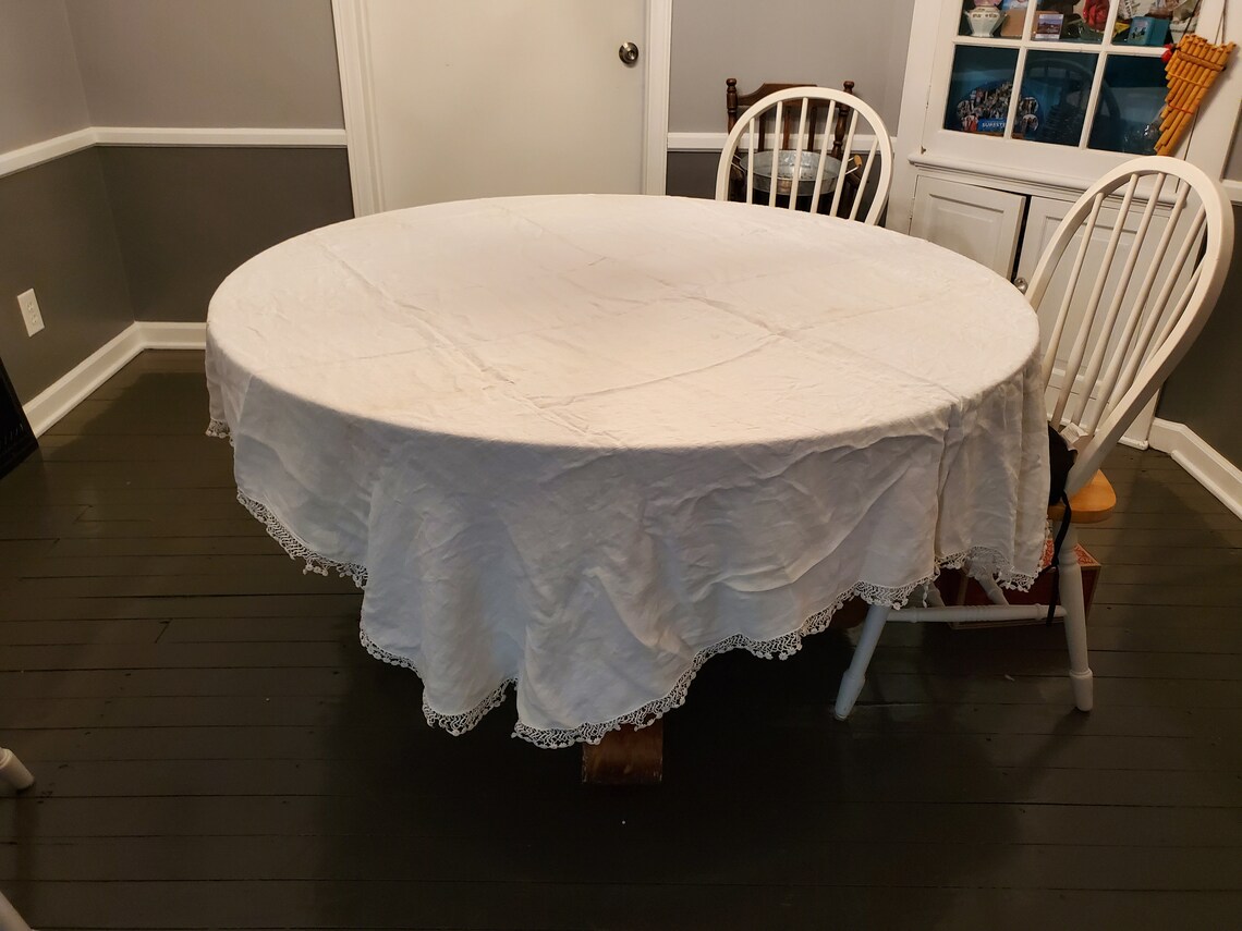 Vintage oval table cloth Etsy