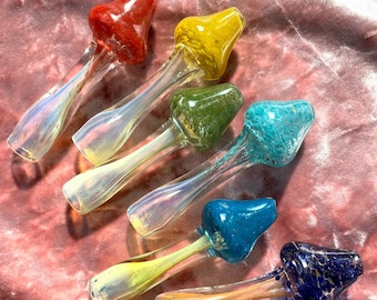 3.5&quot; Mushroom Glass Chillum | Fumed Glass | One Hitter | Taster | Glass Pipe