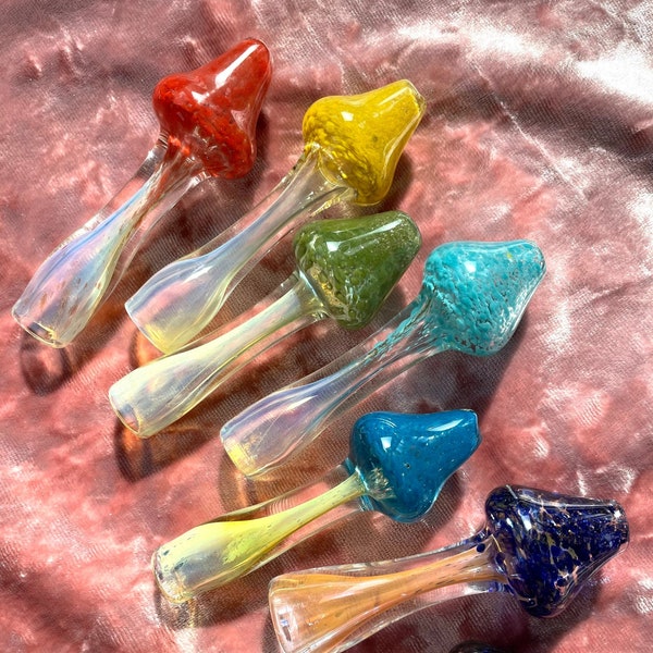 3.5" Mushroom Glass Chillum | Fumed Glass | One Hitter | Taster | Glass Pipe