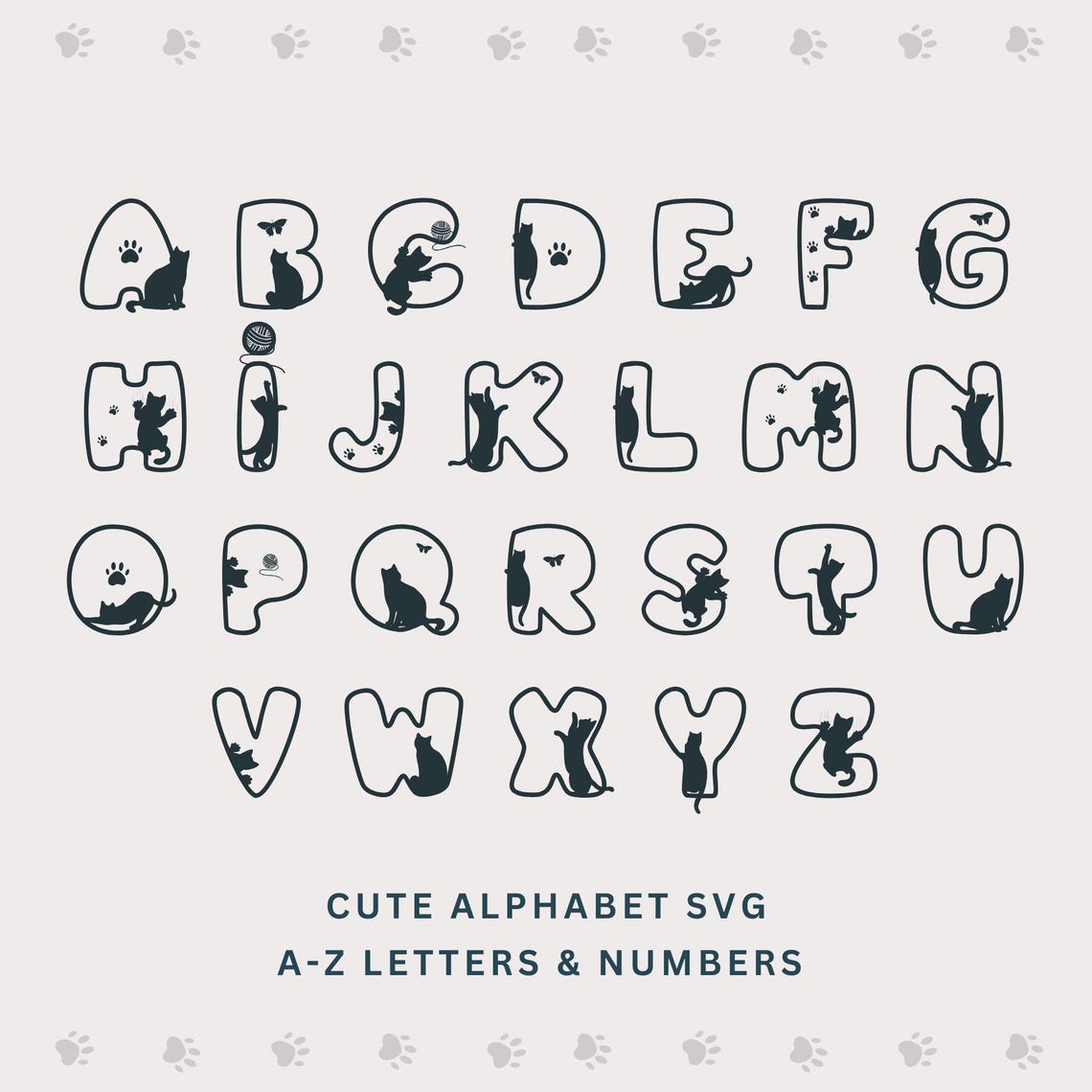 Pet Lettering Cat Club Alphabet SVG, Kitty Font for Cricut, Pet Lover Letters ...