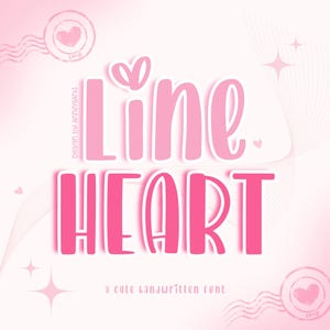 Cute Handwritten font, handwriting font, heart font, valentine font, cricut font, canva font, procreate font, digital font, Line Heart Font
