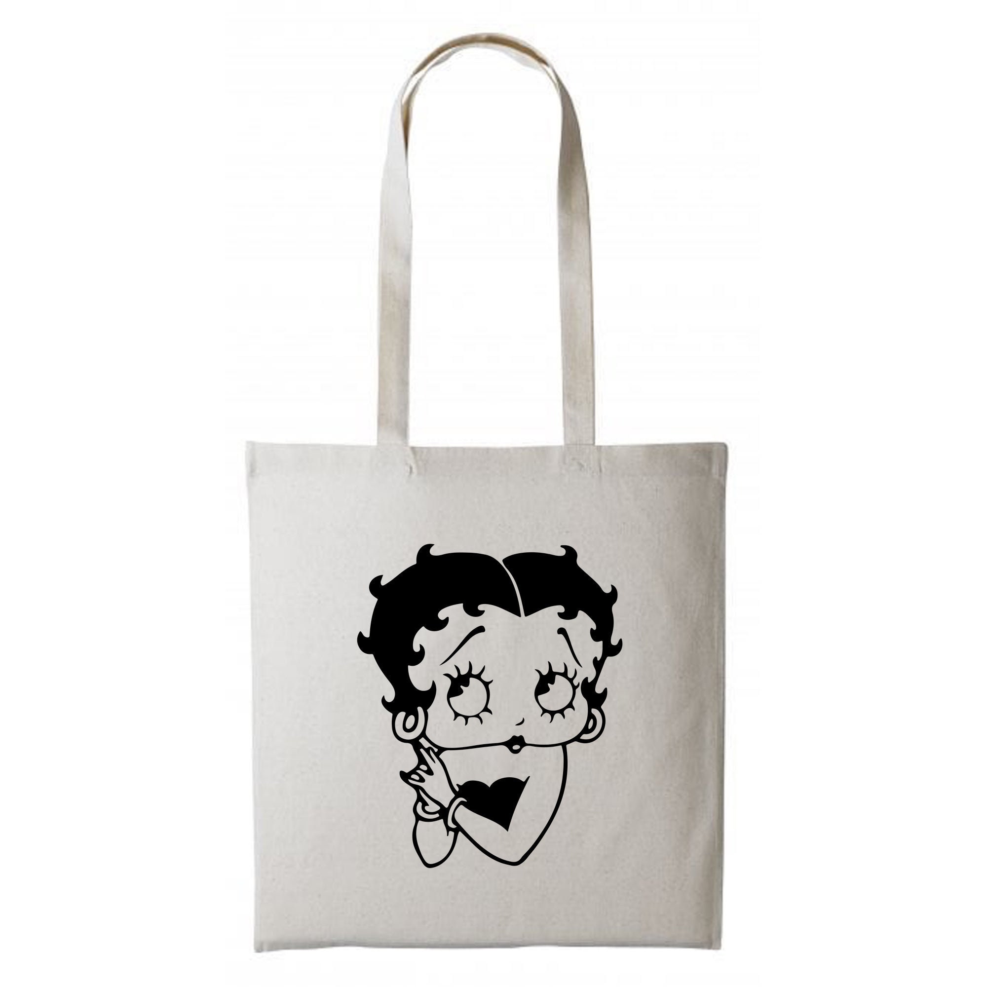 Betty Boop Tote Purse bag, clear with multi print- Tan handles and trim-B  zipper