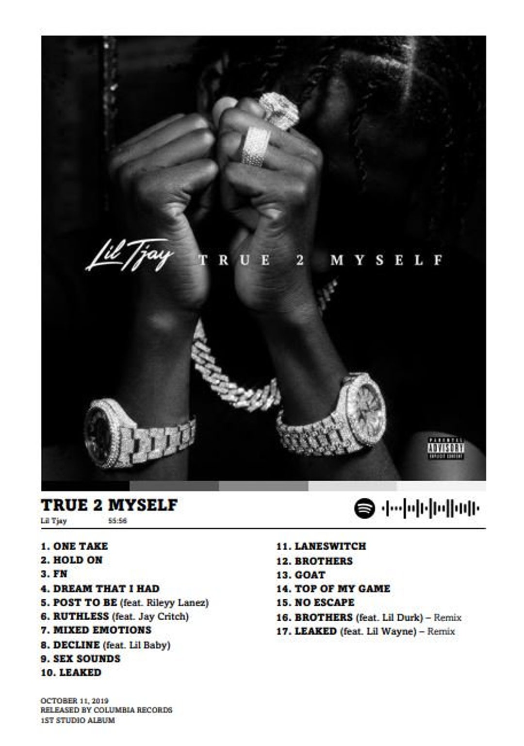 basketbal wijk de eerste Lil Tjay True 2 Myself Album Poster - Etsy