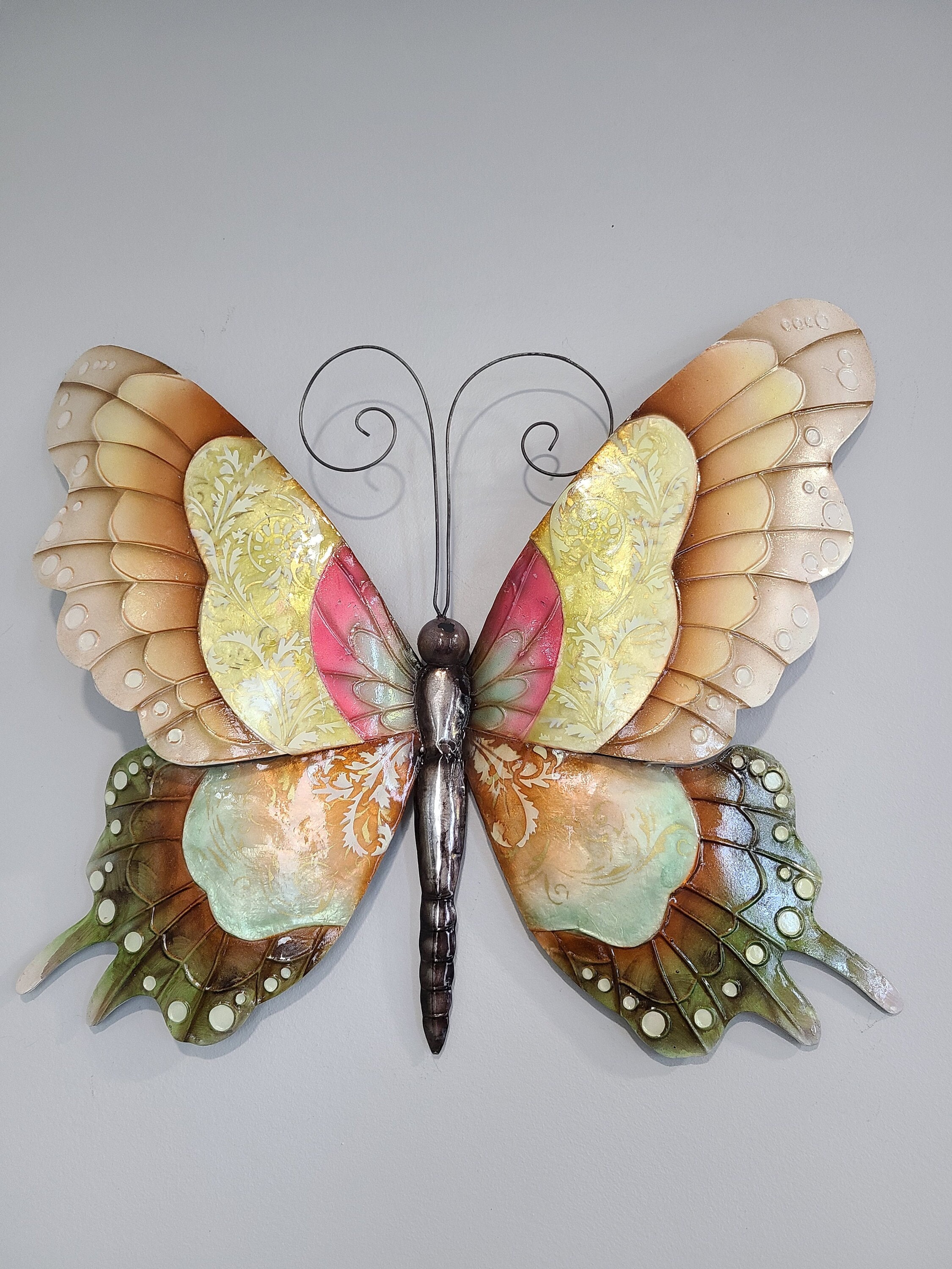 Butterfly Tropical Metal Wall Art Made Unique With Capiz Shells Whimsical Patio And Garden Wall Decor Butterflies  Inspired By Nature