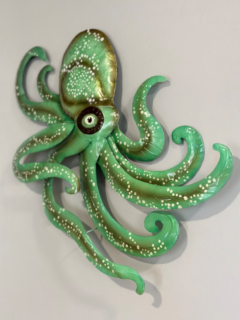 Octopus Wall Decor Patio Hanging Art Capiz Shell Metal Octopus Wall Art