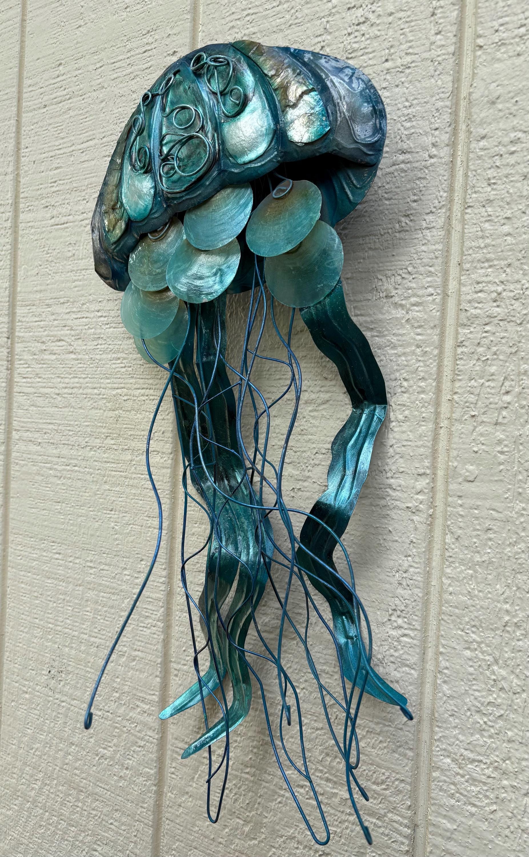 Jellyfish Metal Wall Art Tropical Home Decor Made Unique With Capiz ...
