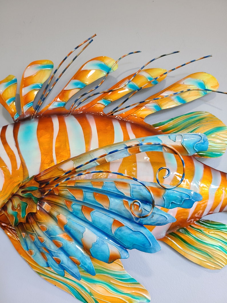 Lionfish Beach House Home Decor Nautical Metal Wall Art Tropical Home & Garden Decor image 4