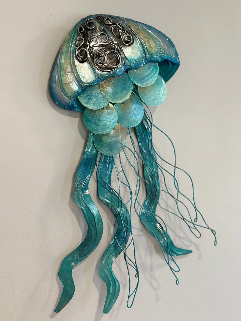 Jellyfish Metal Wall Art Tropical Home Decor Unique Gifts Handmade