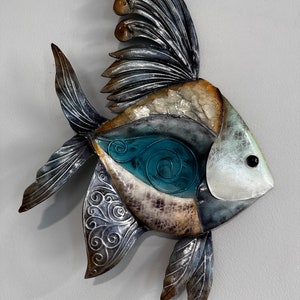 Tropical Metal Wall Art Uniquely Made With Capiz Shells Patio Beach Decor Ocean Themed Bathroom Coastal Ocean Wall Art Tropical Home Decor