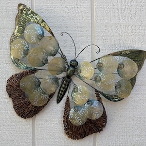 Butterfly Tropical Metal Wall Decor Made Unique With Capiz Shells Butterflies Beauty Of Transformation Natures Angels Patio Garden Decor
