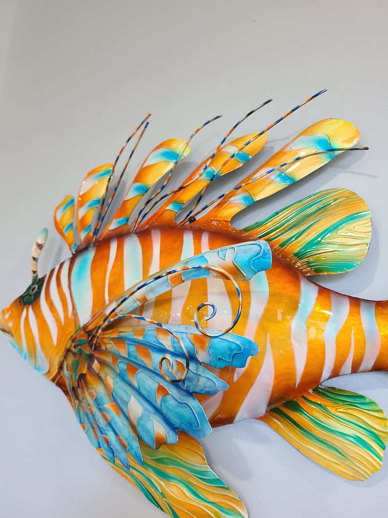 Lionfish Beach House Home Decor Nautical Metal Wall Art Tropical Home & Garden Decor image 5
