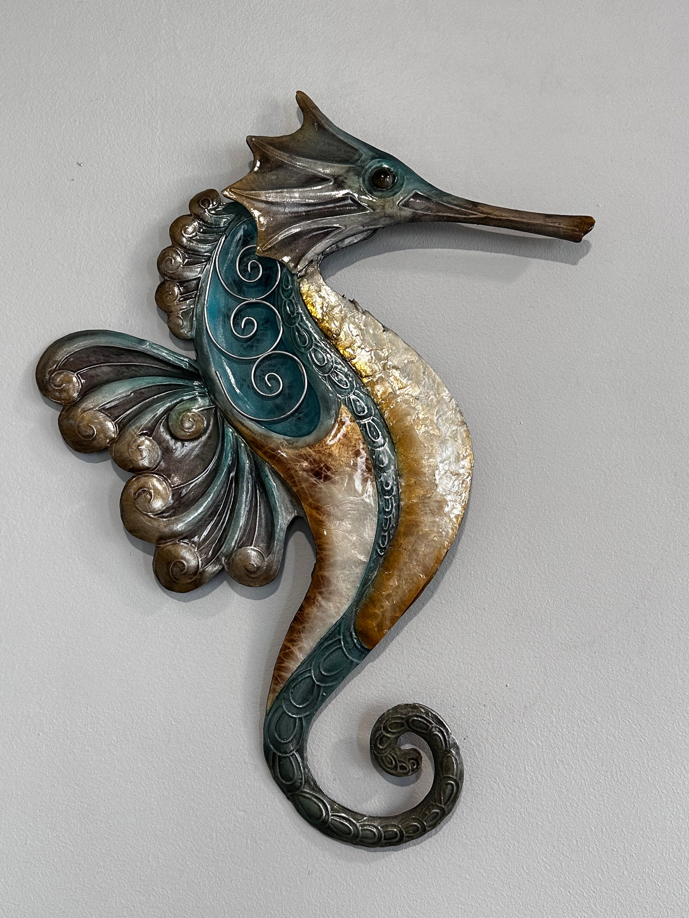 Seahorse Metal Wall Art Tropical Home Decor Unique Gift Birthday ...