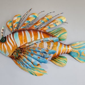 Lionfish Beach House Home Decor Nautical Metal Wall Art Tropical Home & Garden Decor image 1