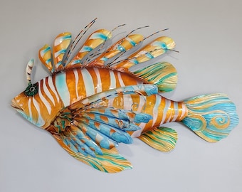 Lionfish Beach House Home Decor Nautical Metal Wall Art Tropical Home & Garden Decor