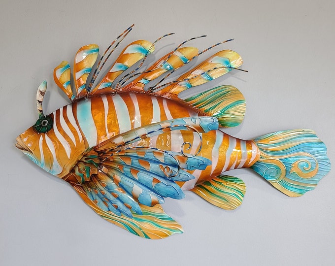 Lionfish Father's Day Gift Metal Wall Art Tropical Home Decor Unique